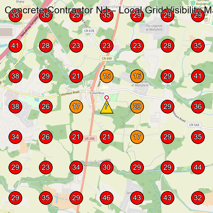 Concrete Contractor NJ GeoGrid visibility map for Concrete Contractor in None